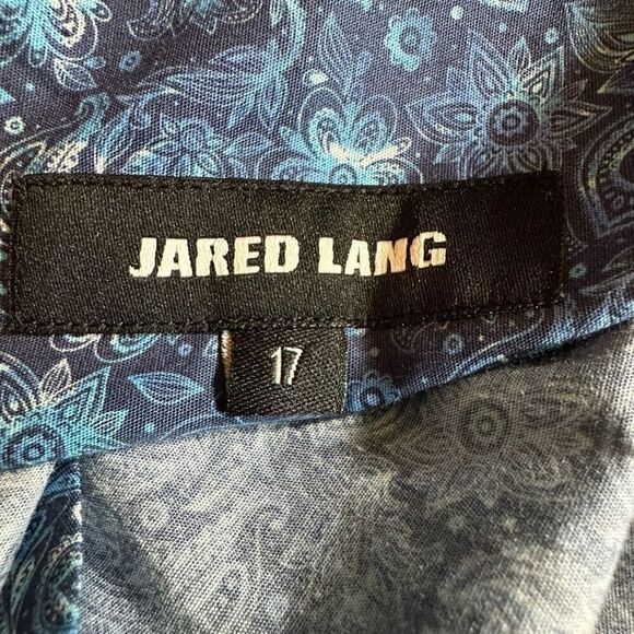 JARED LANG Men's Paisley Button-Down Long Sleeve Shirt Blue Size Extra Large - Picture 2 of 10